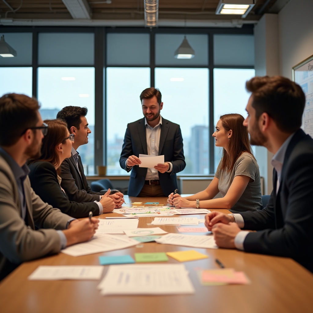Grup de profesioniști în atelier interactiv de management al timpului